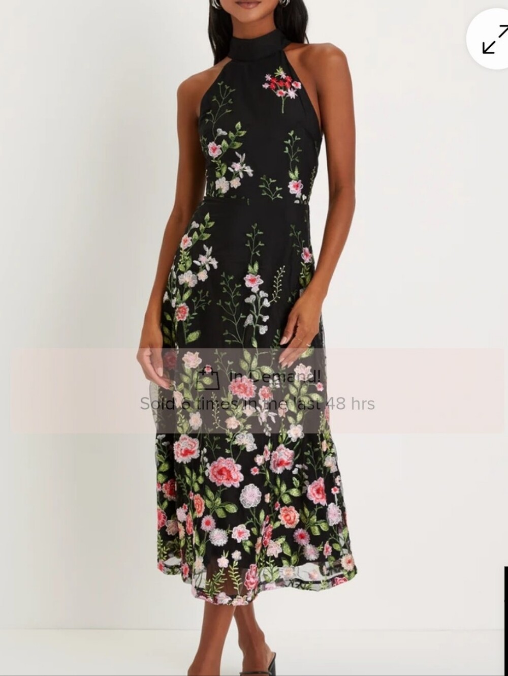New Lulu's Black Floral Dress Medium